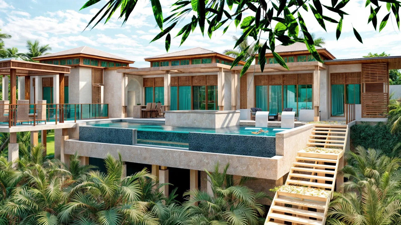 Artist's impression of a hillside villa with an infinity pool, CG Master Plan